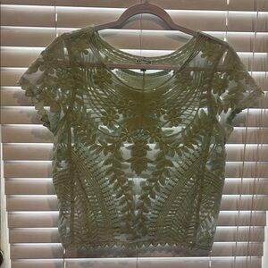 Express Olive Lace Blouse